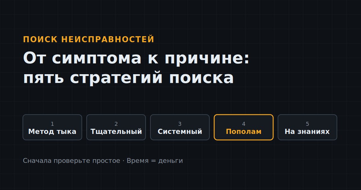 Поиск неисправностей и диагностика: стратегии и порядок работы